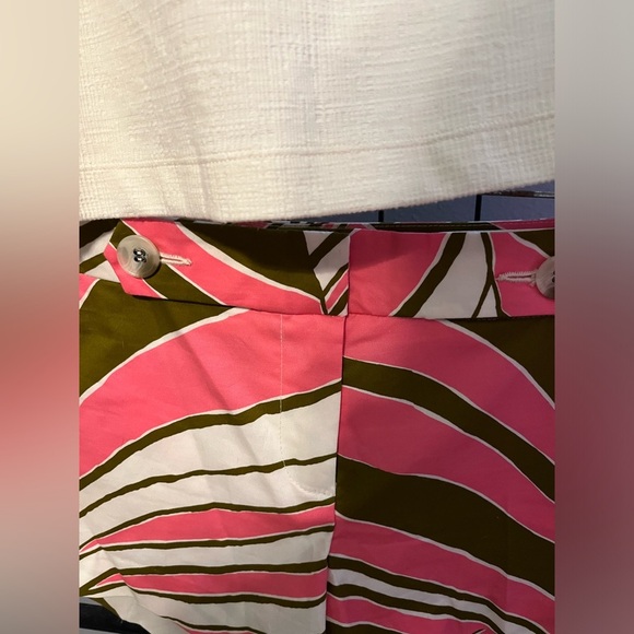 Trina Turk Pink and Olive Patterned Women's Shorts - Picture 1 of 4